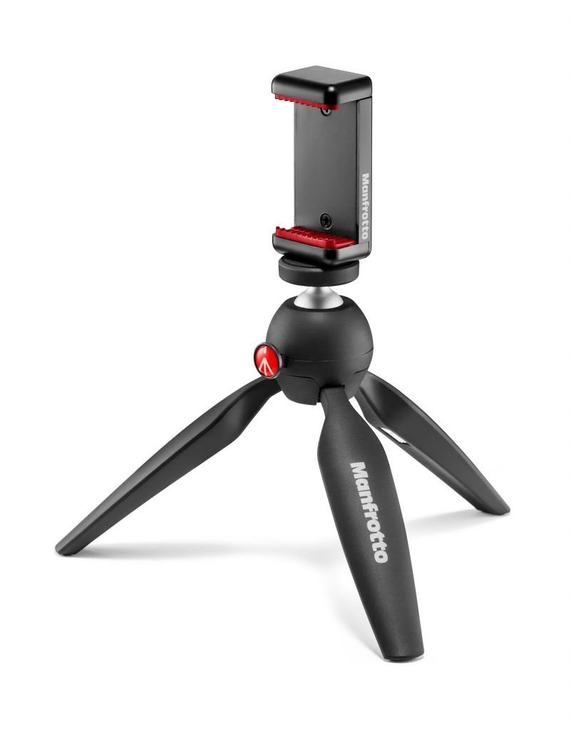 Manfrotto PIXI mini statív čierny + držiak smartphonu - MKPIXICLAMP-BK